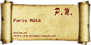 Paris Máté névjegykártya